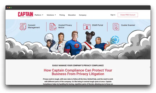Image with the title "The Future of Compliance is Automated" featuring a stylized brain or network graphic inside a glowing circle, representing intelligent automation.  Data Privacy Compliance Software; Data Privacy; Compliance Software; Privacy Compliance Software